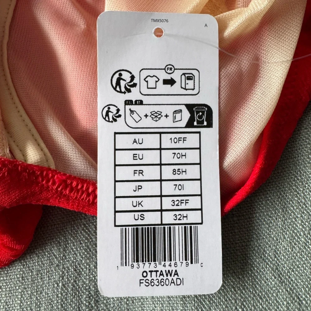 NWT Fantasie Swim Standard Ottawa Underwire Twist Front Swimsuit Red 32H - Picture 12 of 13